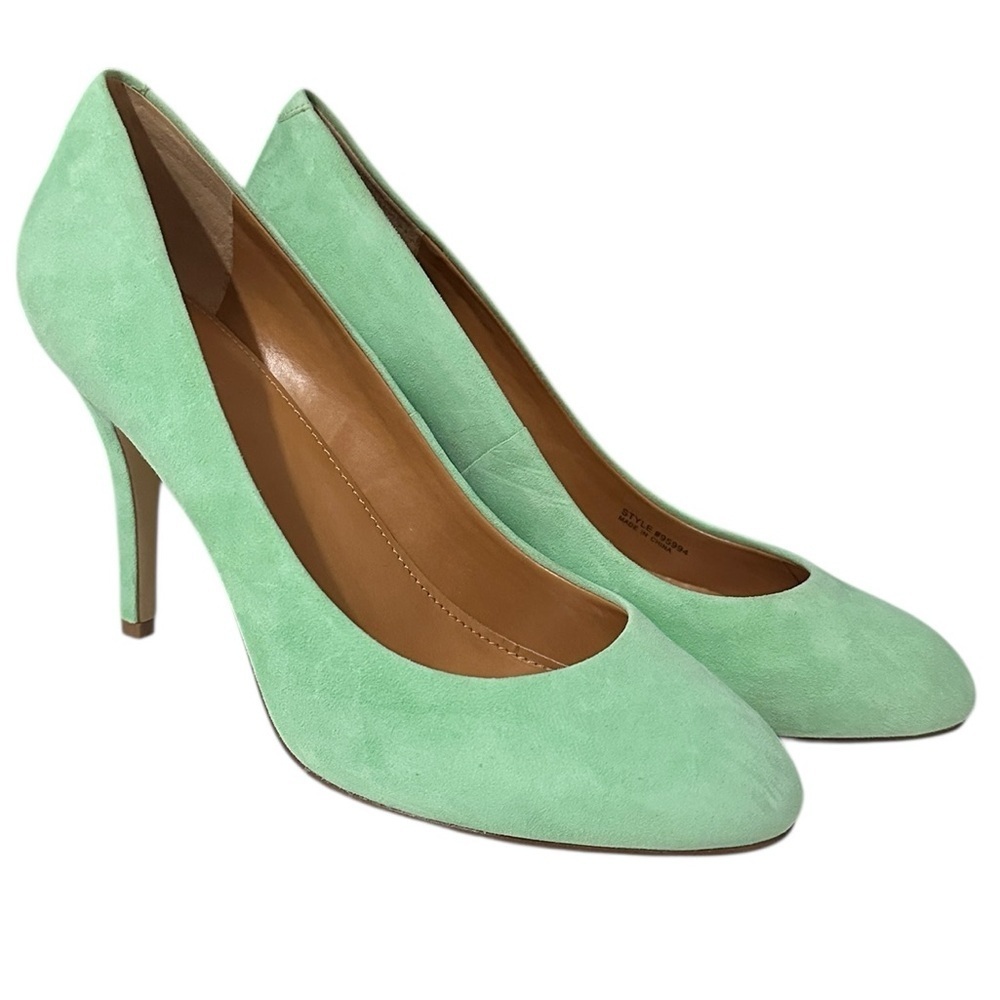J. Crew Paulina Cafe‎ Mint Green Suede Pump y2k career classic heels sz 8